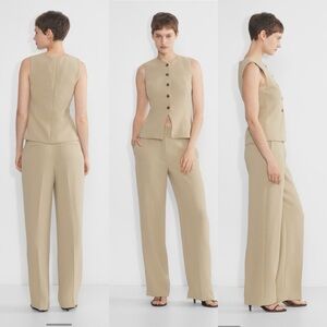 NWT Aritzia Wilfred Regal Vest Tan Khaki Size 6 Slim-fit button-up